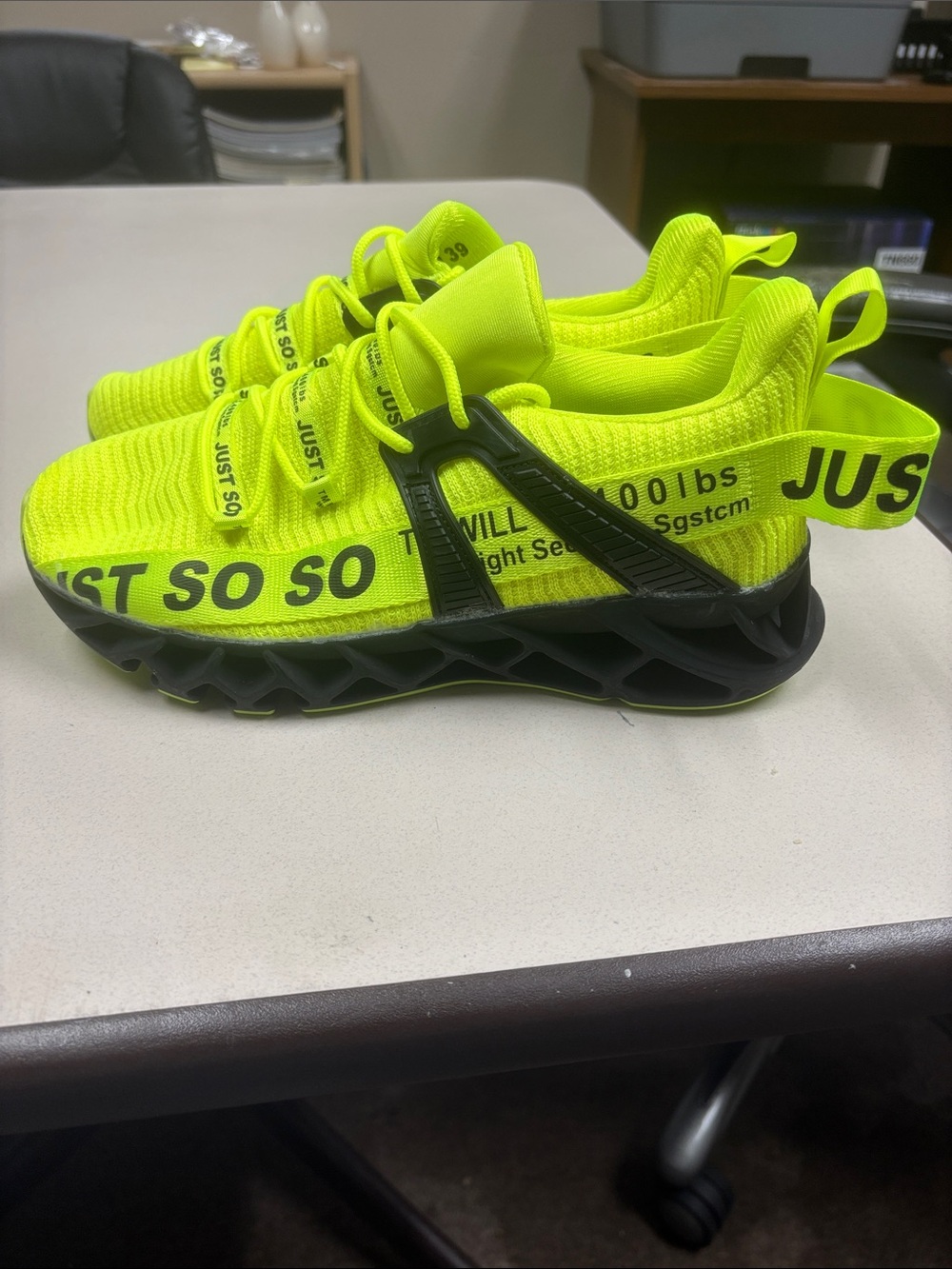 Just So So Neon Yellow Women's Blade Athletic Running Sneakers - Picture 2 of 7
